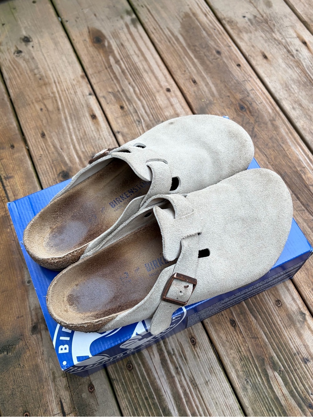 Birkenstock Beige Suede Boston Clog Mule (Men’s) Size 43